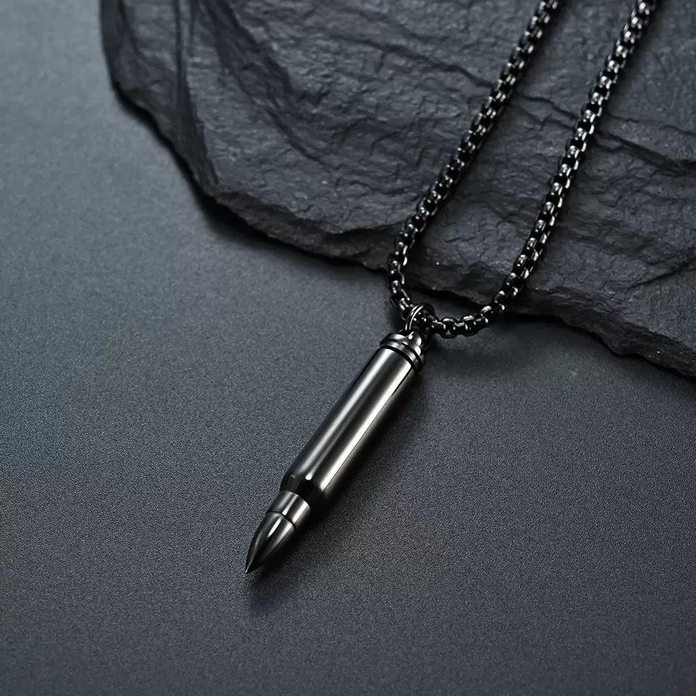 2026 Jewelry Personality, Bullet, Pendant Domineering, Men's Necklace Simple Glossy Pendant