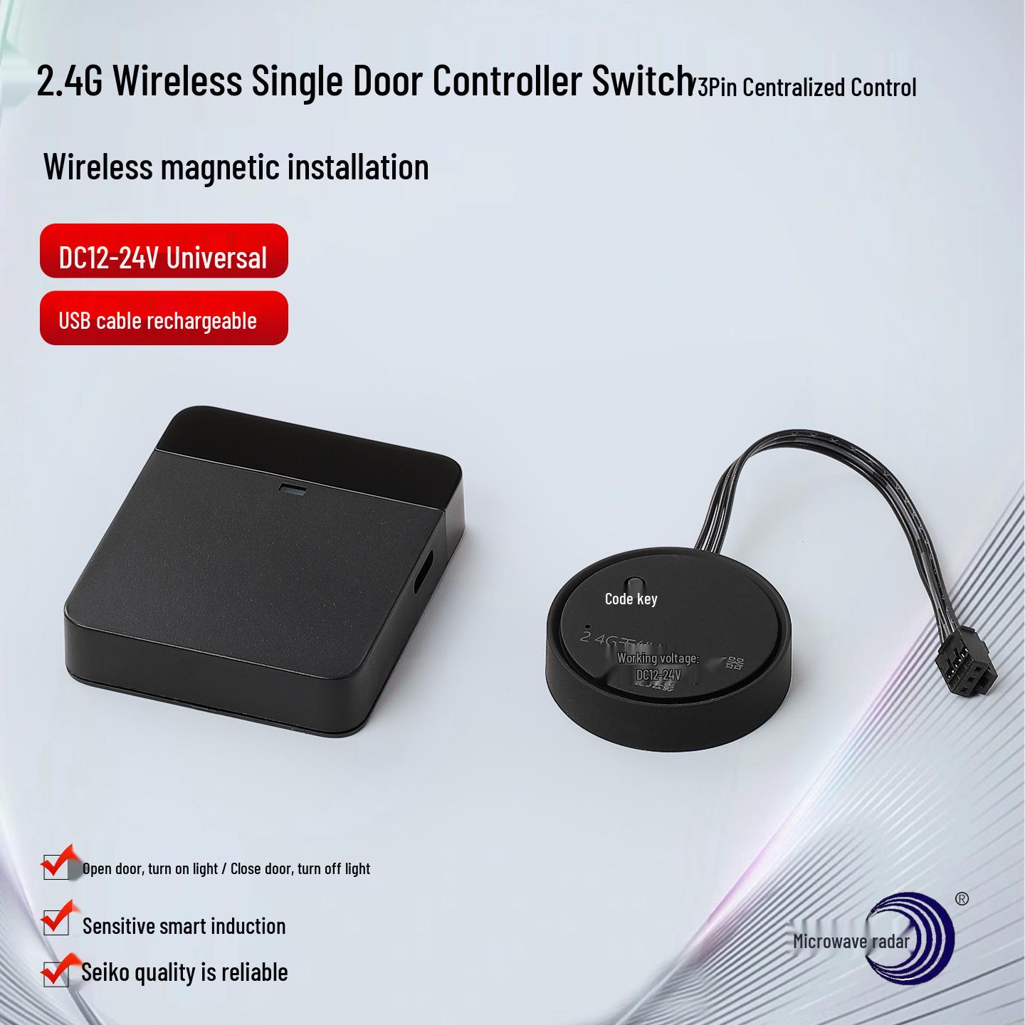 Cloud Shadow Wireless Wardrobe Touch Sensor for Single/Double Door Control with Centralized and Distributed Control Modes