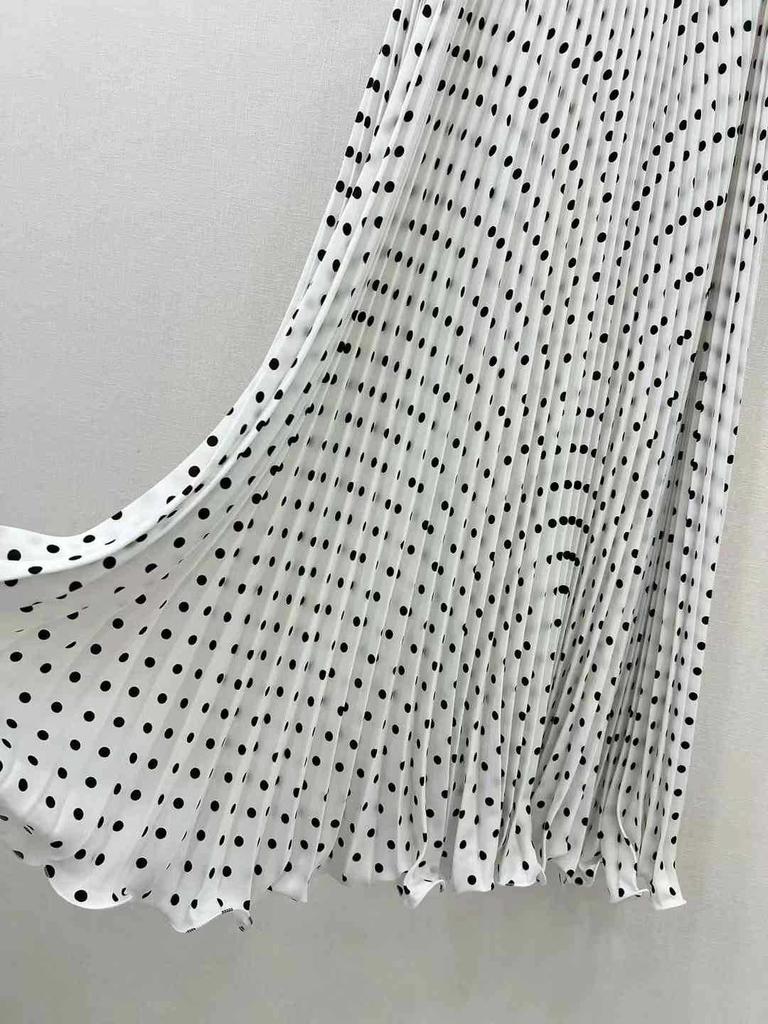 Summer 2025 New Chiffon High Waist and Thin Pleated Polka Dot Medium and Long Skirt Femininity Fashion A-shaped Skirt