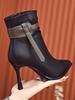 Popular French Temperament High-heeled Short Boots Women's Autumn and Winter New Pointed-toed Thin-heeled Fashion Boots Color Matching Small Thin Boo