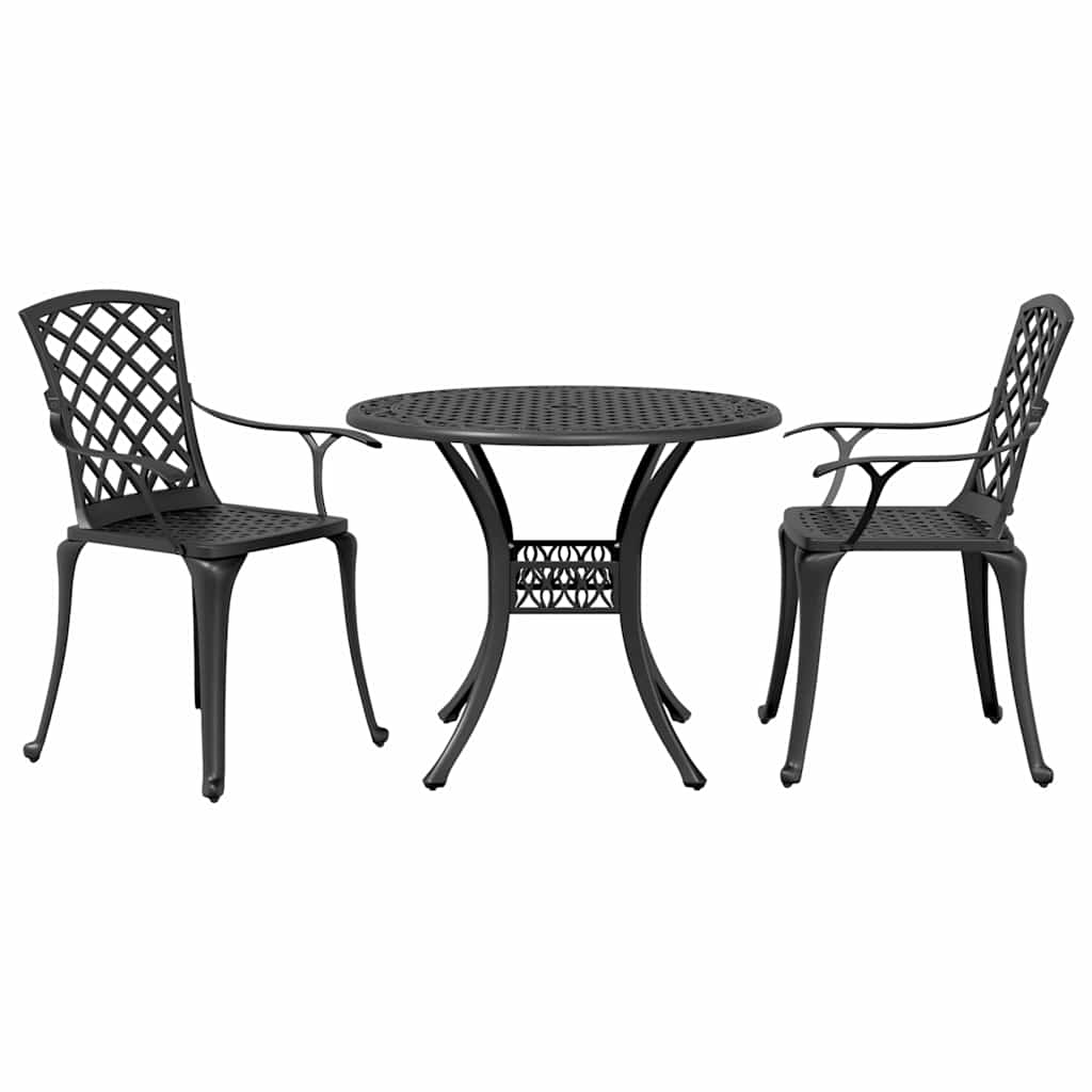 3 Piece Bistro Set Black Cast Aluminum