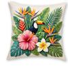 1/4pcs Tropical Paradise Toucan & Hibiscus Throw Pillow Cover Home Farmhouse Outdoor Decoration Cushion Cover