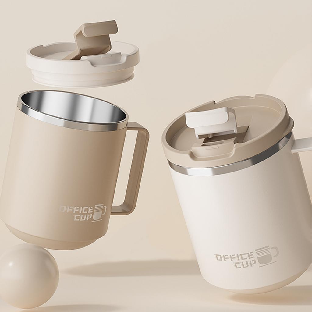 304 Stainless Steel Coffee Mug Double-Layer Insulated Drinking Cup With Handle Reusable Sealed Milk Coffee Cup
