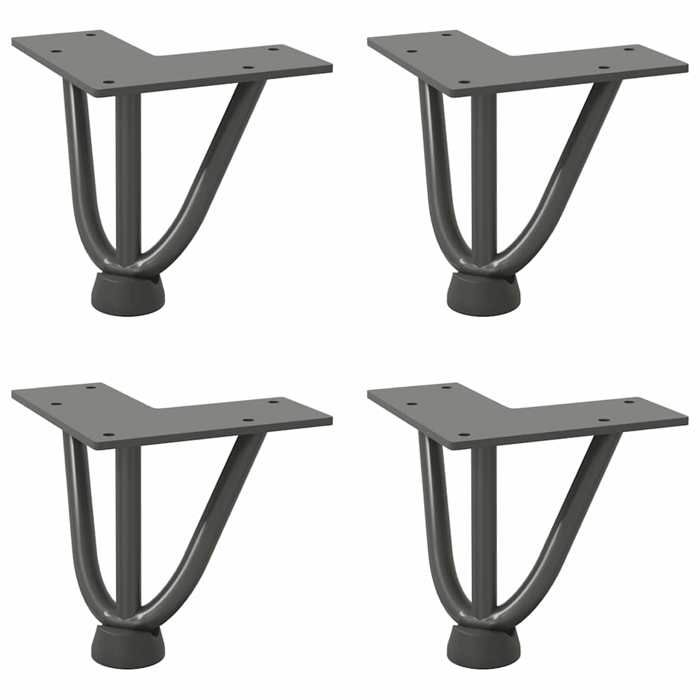 VidaXL Pieds en épingle à cheveux pour table basse 4 pièces Anthracite 10 cm Acier massif 4012430