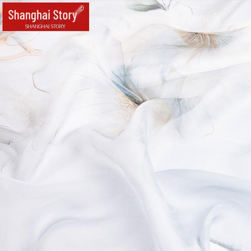 Shanghai Story Women's Printed Mulberry Silk Long Scarf Gift Set