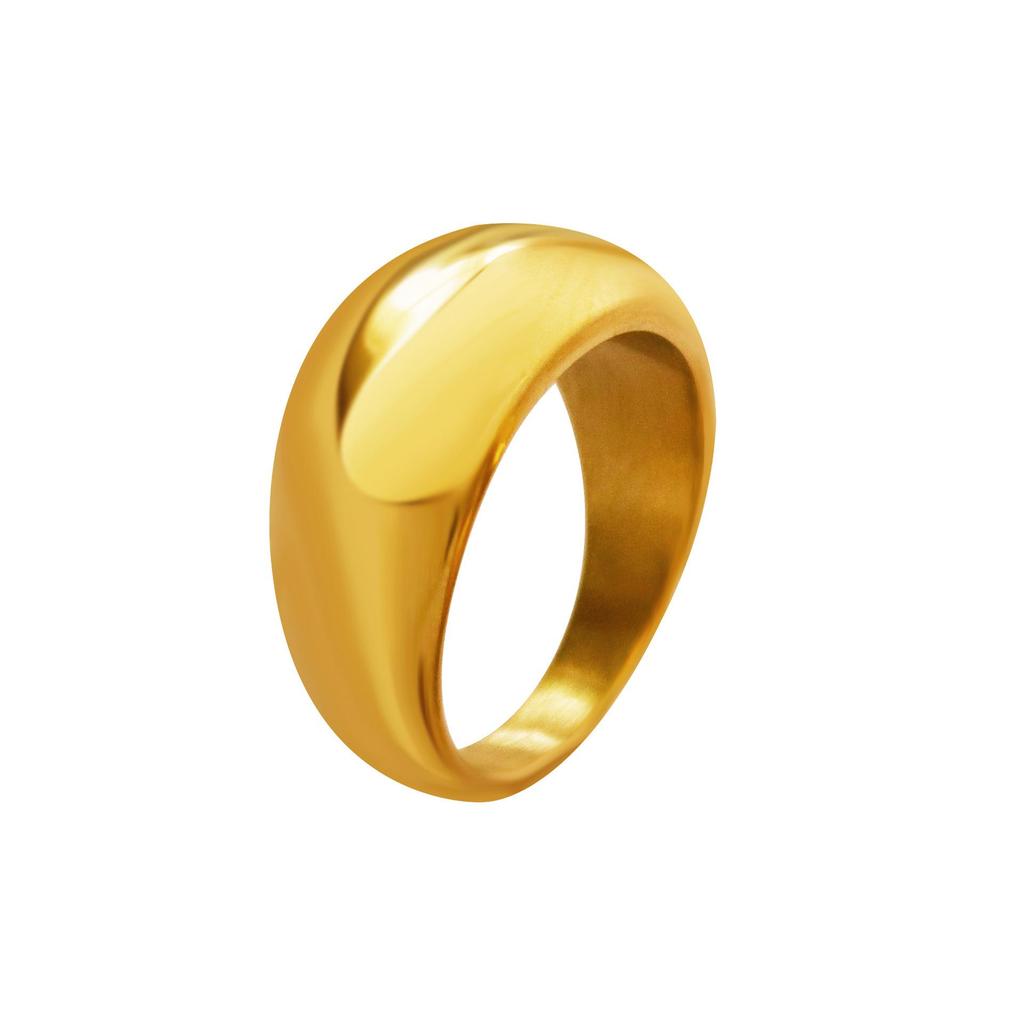 Geometric Curved Smooth Band: Fashionable Heavy Workmanship Ring for Women - Cold Style Index Finger Accessory