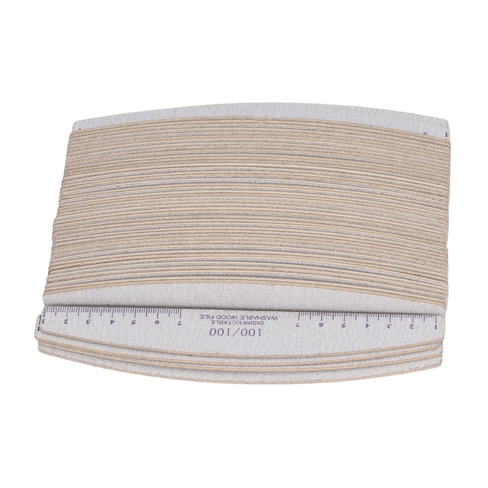 

50PCS 100100 Grit Manicure File Polishing Strips Nail Polish Removal File Half Moon Shape Nail