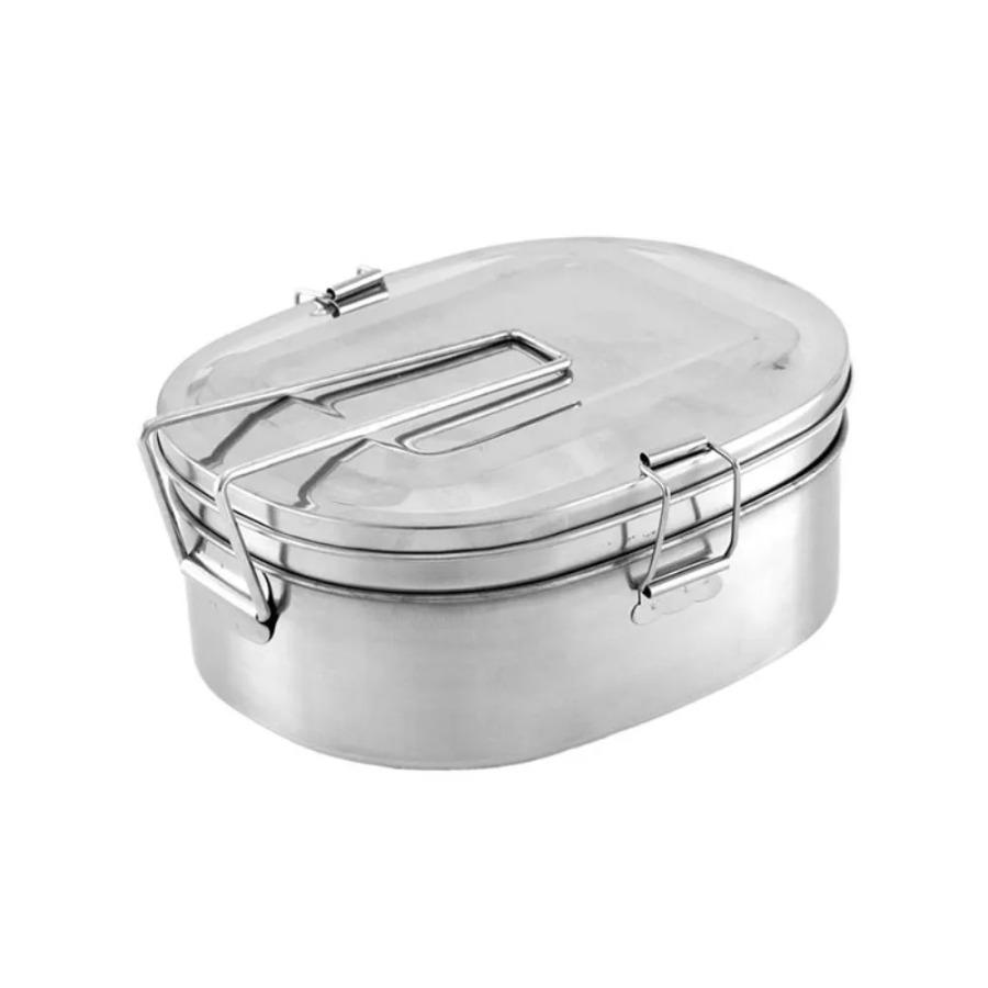 Prostokątny Lunchbox ze Stali Nierdzewnej Składany Uchwyt 1/2 Warstwy Pojemnik na Żywność Szczelny Nietłukący Pudełko do Przechowywania Żywności Szkoła