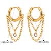 Gold Color Hoop Earrings with Chain Tassel Pendant Zircon Dangle Earrings for Women Stainless Steel Trendy Fashion Jewelry Gift