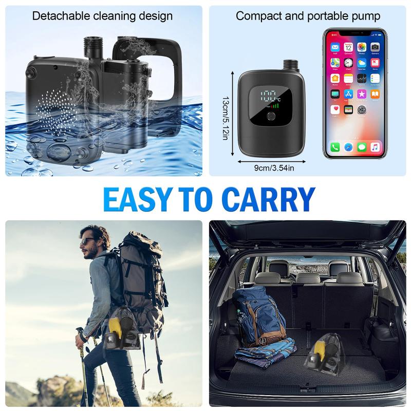 Portable Camping Shower, 2400Mah Rechargeable Outdoor Shower Pump With Led Battery Indicator, 4 Spray Modes