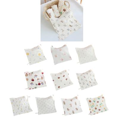 Baby Square Towel 4-Layers Infant Saliva Towel Bib Cartoon Print Face Towel Breathable Hand Wash Towel Burp Cloth