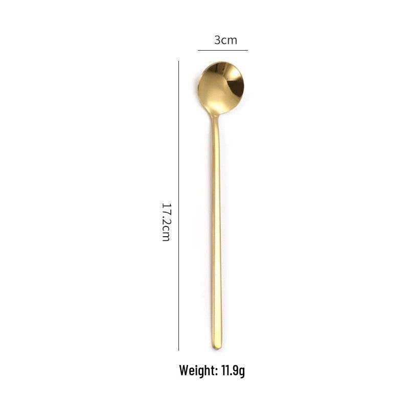 Stainless Steel Long Handle Round Head Spoon for Dining, Soup, Stirring, and Desserts.