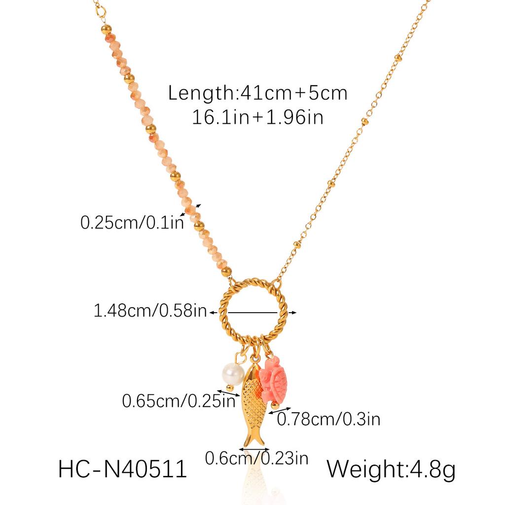 Ocean Themed Necklace DIY Pendant Set With Starfish Shell Turtle Fish Tail Charms Titanium Steel Collar Chain