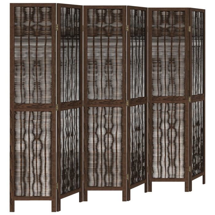 VidaXL Cloison de Séparation 6 Panneaux, Séparateur de Pièce, Écran d'Intimité, Paravent Chambre Salon, Marron Foncé 358666