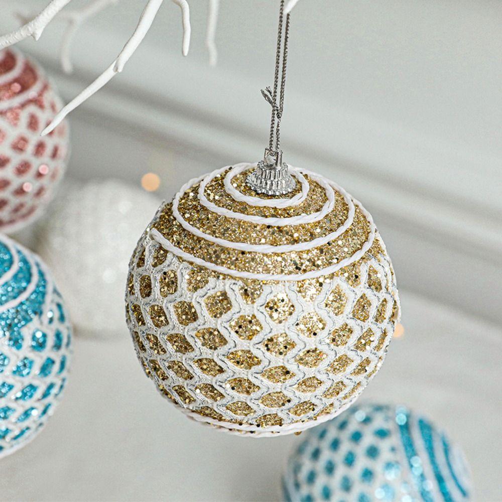 3pcs 8cm Foam Christmas Balls Pendants Sequin Shatterproof Xmas Tree Pendants Elegant Reusable Christmas Hanging Balls