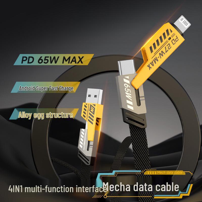

Four-in-One PD65W Multifunctional Charging Cable for Apple & Type-C Devices Blade 4-in-1 Data Cable