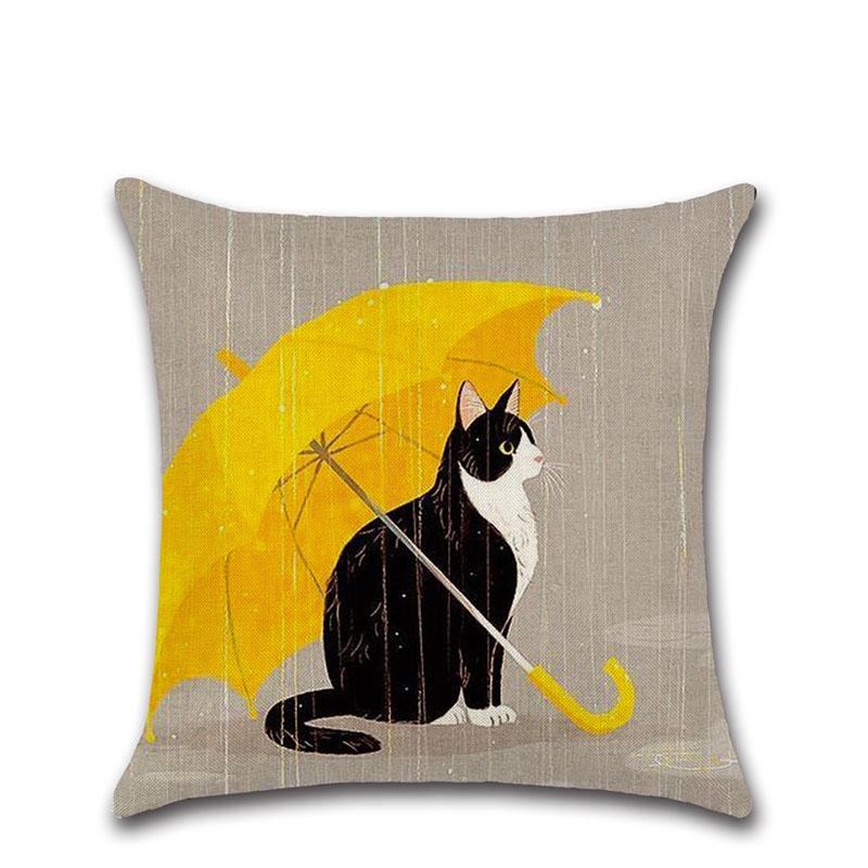 

Pillow Cushion New Cover Sofa Home Case Decor Cat Throw Linen Waist 18 Car Horse CatUmbrella