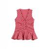 Gilet da Donna Senza Maniche a Quadri Rossi Estate 2026 con Scollo a V – Top Chic Trendy Stile Thailandese
