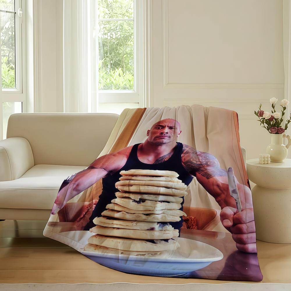 Funny print Dwayne Johnson Blanket For Sofa Office Bed Plane Travel Sleep Read Relax Camping Soft And Warm