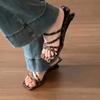 fashion Leopard Women Slippers Mid Heels Summer Shoes 2024 Designer Beach Dress Flip Flops Walking New Casual Pumps Cozy Femme Slides