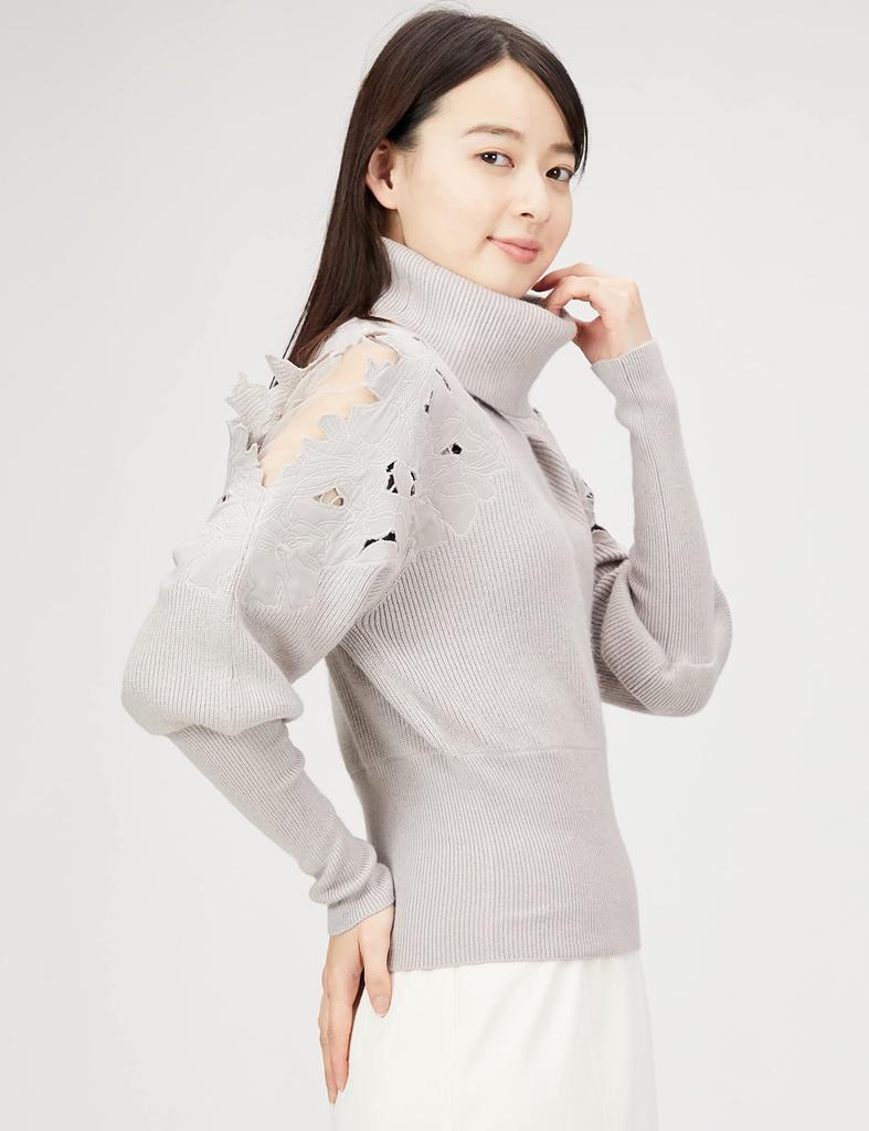 Snidel Embroidered Shoulder Knit Pullover SWNT224128 GBEG F Women's