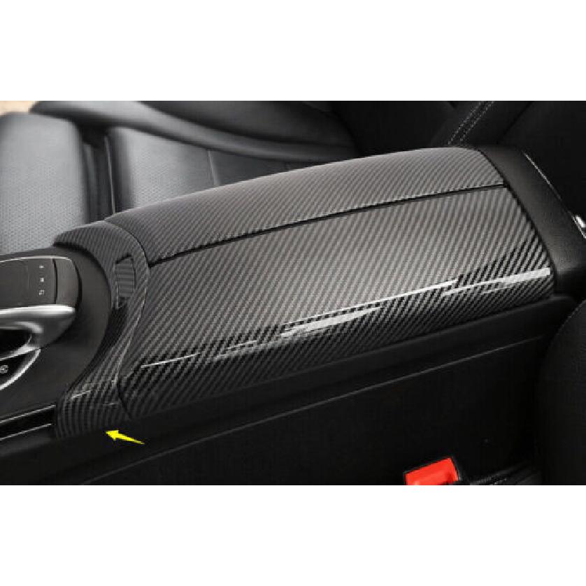 For Benz C-Class 2015- Console Armrest Button ABS Carbon Fiber Trim Decor 2X