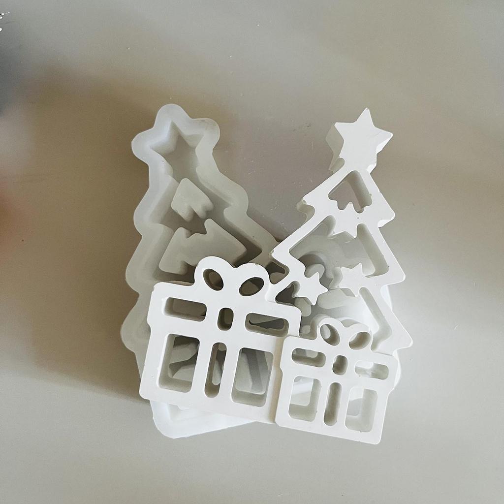 New Creative Hollow Gifts Christmas Tree Ornaments Silicone Mold DIY Handmade Christmas Tree Gift Cement Plaster Home Decorative