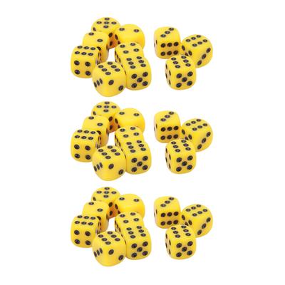 Conjunto de 30 Dados 16MM Plástico 6 Lados Cantos Arredondados Cubos de Dados para Jogos de Mesa Jogos de Tabuleiro Amarelo