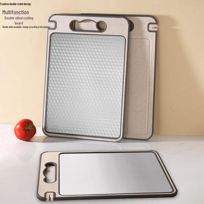304 Stainless Steel, Dual-Sided, Anti-Mold Cutting Board with Edged Defrosting and PP Material for Household Use.