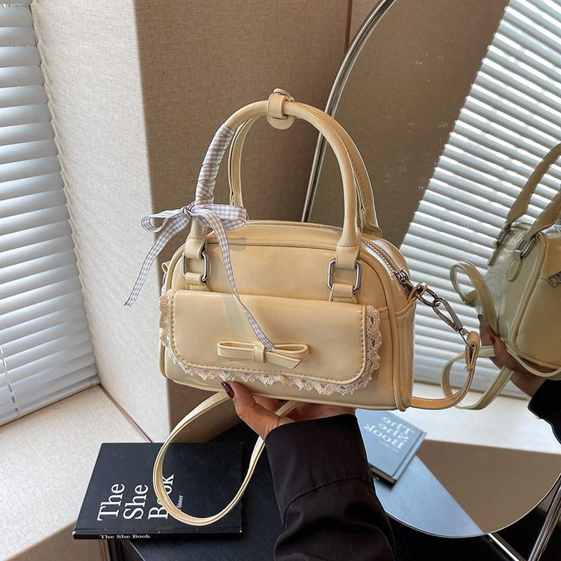 Vintage kabelka přes rameno - Dámská kabelka s mašlí, Korejský streetwear, Ležérní crossbody kabelka, Trendy cestovní taška,