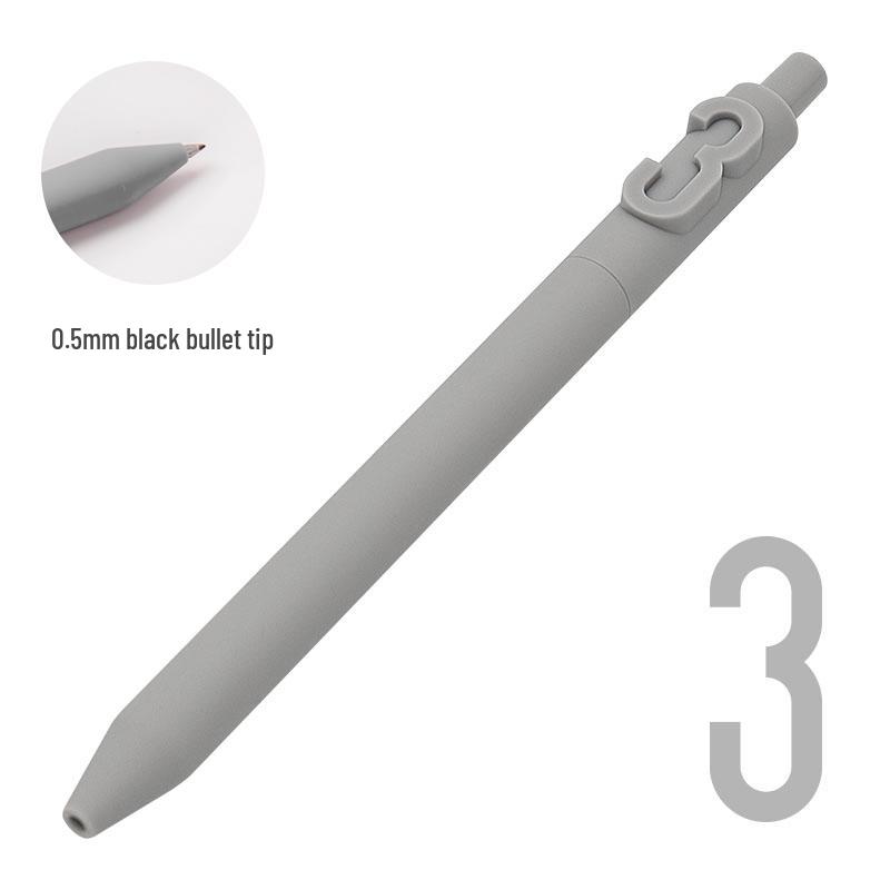 Shuyuan Black Gel Pen - Push-Button, Student Use, Minimalist Design, Candy-Colored Silicone Barrel.