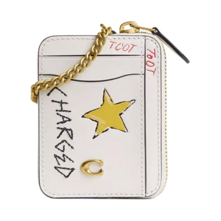 

Новый визитница COACH из телячьей кожи, мини-женский, латунный и мел, многоцветный CAO08-B4CAH 19.4*4.8*27.4CM