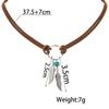 Retro  Leaf Tassel Choker Woven Rope Leather Turquoise Stone Necklace Minimalist Bohemian Necklace Beach Jewelry