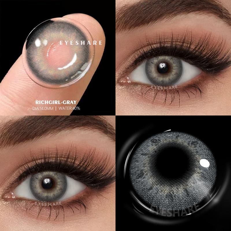 Eyeshare Neue Kontaktlinsen Farbige Kontaktlinsen für die Augen 1 Paar Grüne Kontaktlinsen Blaue Augenlinsen Jährliches Schönheits-Make-up Graue Pupillenlinse