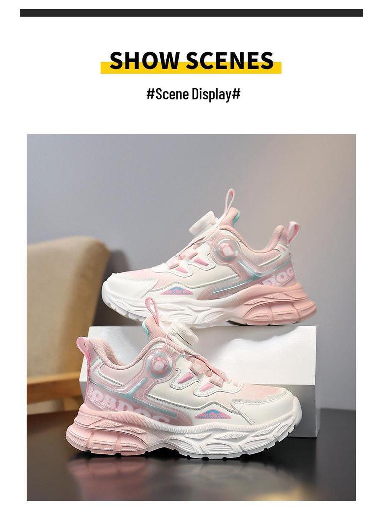 Bobdog Waterproof Fleece-Lined Leather Sneakers for Girls - 2025 Autumn/Winter