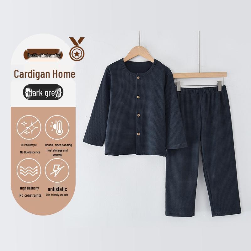 Kids' Fleece Pajama Set - Warm Cardigan with Long Sleeves for Autumn/Winter