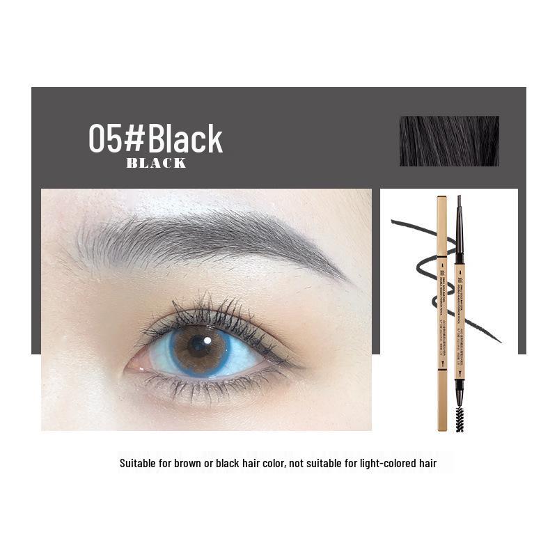 Makeup Xixi Golden Chopsticks Double-Ended Eyebrow Pencil - Ultra-fine Triangle, Waterproof & Smudge-Proof for Natural Brows