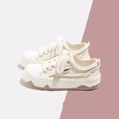 Canvas Shoes Women's Shoes Platform Spring Breathable Niche 2025 New Korean Version Versatile Little White Shoes Thick Baseplate Shoes Students