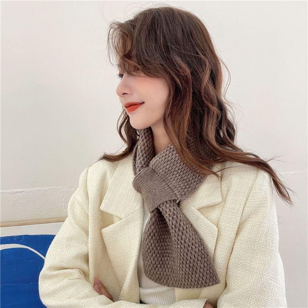Thick Cross Scarf Knitted Neck Warmer Neck Guard Shawl Neckerchief Wrap Women