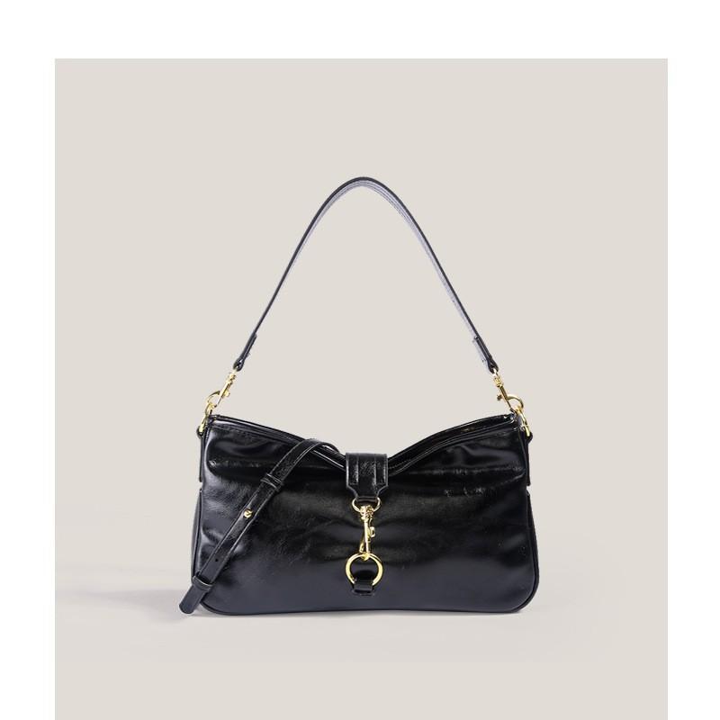 

One-shoulder French Stick Bag Women s 2025 New Niche Design High-quality Retro Underarm Fashionable Crossbody чёрный