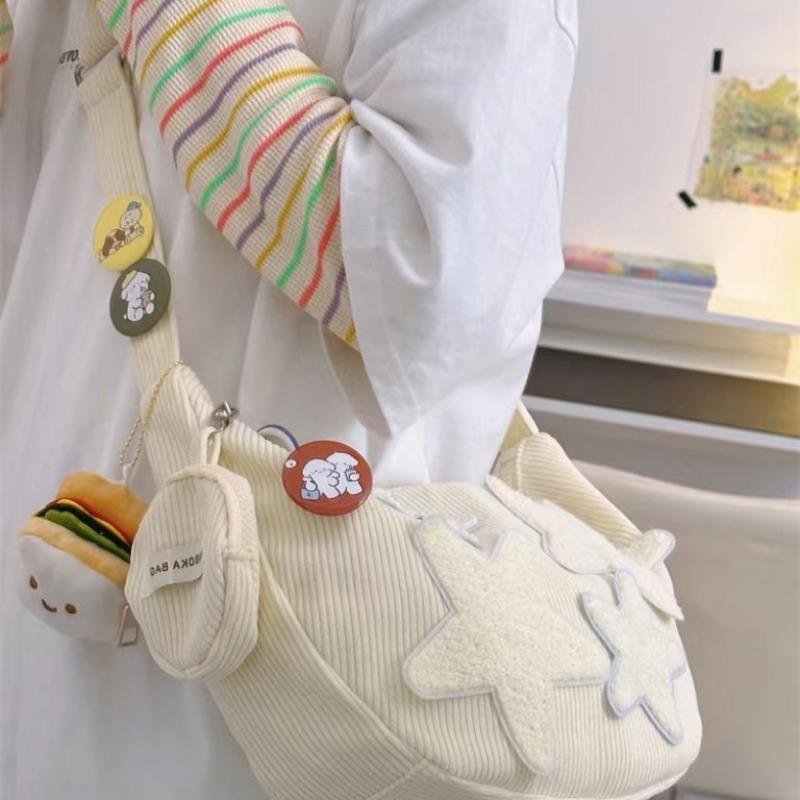 Women's velvet messenger bag cute fashion retro star patch vagabond shoulder bag