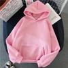 Women Warm Casual Hoodie Autumn Loose Pocket Sweatshirt Stretch Comfortable Solid Pullover Street Fashion Female
