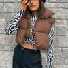 Winter Women Vest Coat Thickened Padded Zipper Closure Stand-up Collar Sleeveless Waistcoat Solid Color Winproof Heat