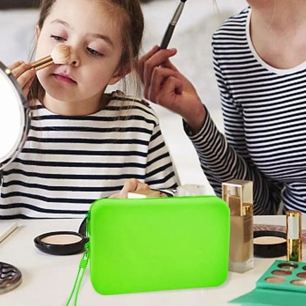 Large Capacity Silicone Cosmetic Organizer Solid Color Portable Makeup Pouch  for Outdoor