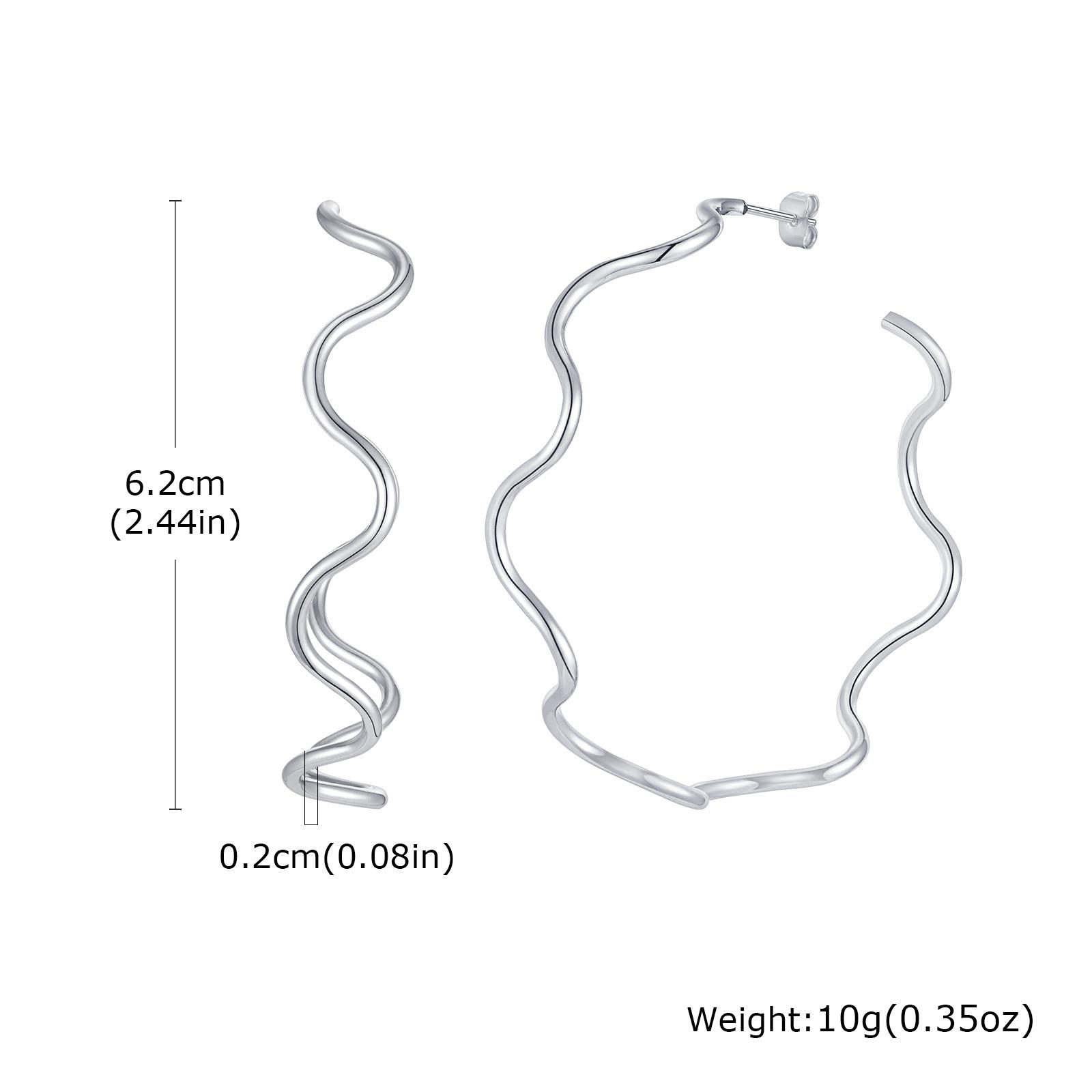 

Open Hoop Earrings Women, Minimalist 18K Gold Plated Large Earrings Wave Shape Big Hoops,Stainless Steel Jewelry