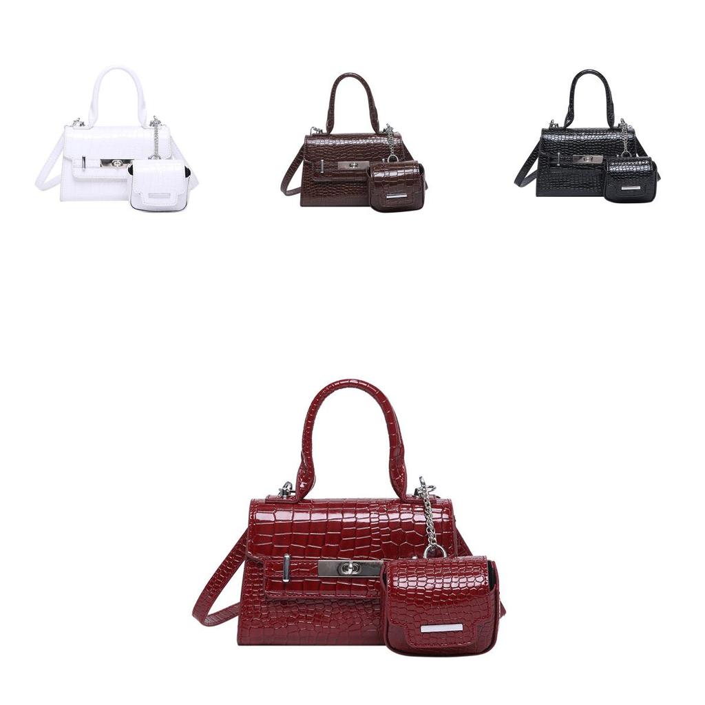 Pu Leather Stone Texture Crossbody Bag With Small Bag For Daily Fashion Womens Accessories