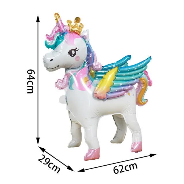 3D Stehender Einhorn Folienballon Junge Mädchen Geburtstagsparty Dekoration Regenbogen Einhorn Party Dekoration Zubehör Kinderspielzeug Geschenke
