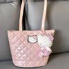 Pre-owned cute ello Kitty pearlescent handbag shoulder bag PU glossy large capacity bucket bag handbag