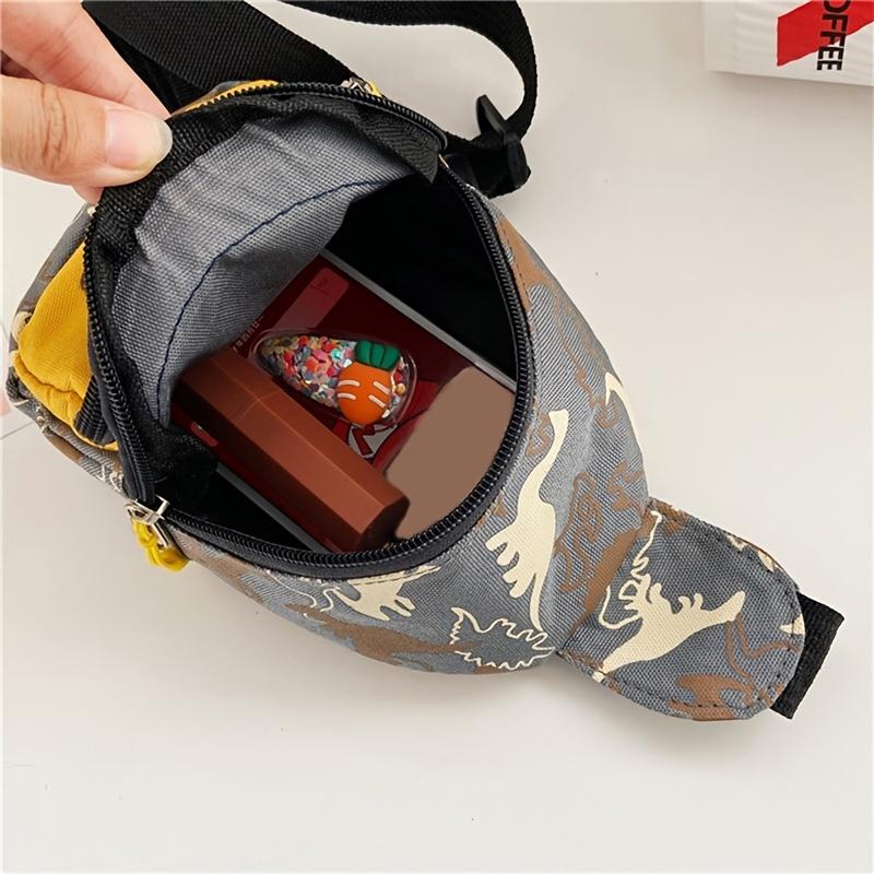 Dziecięcy plecak crossbody z dinozaurami | Unisex, Modny, Lekki, Podszewka, Zapięcie na zamek błyskawiczny, Wielokolorowy z regulowanym paskiem