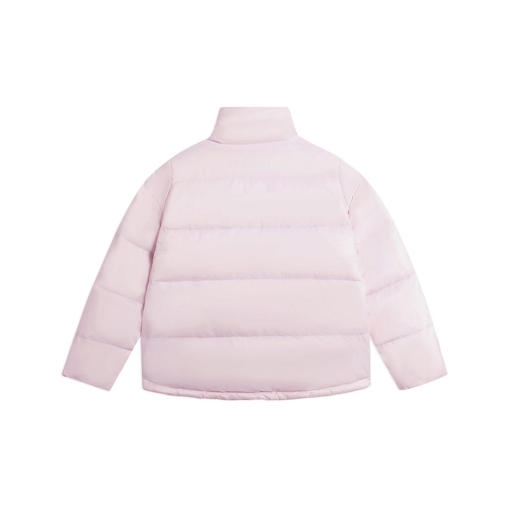 Li Ning Fitness Series Einfarbig Logo-Print Reißverschluss Stehkragen Warme Daunenjacke Damen Oberbekleidung Lotus-Pink-Lila AYMS028-7